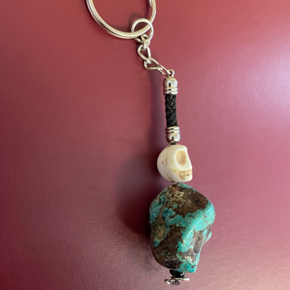 Skull Turquoise Handmade Keychain - Picture 3 of 3